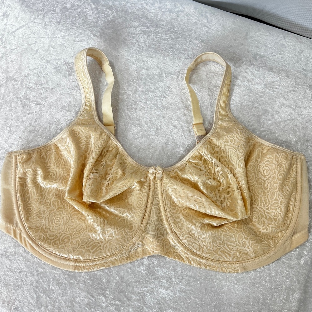 Breezies Wild Rose Seamless Underwire Support Bra Core Cream Plus Size 48DDD